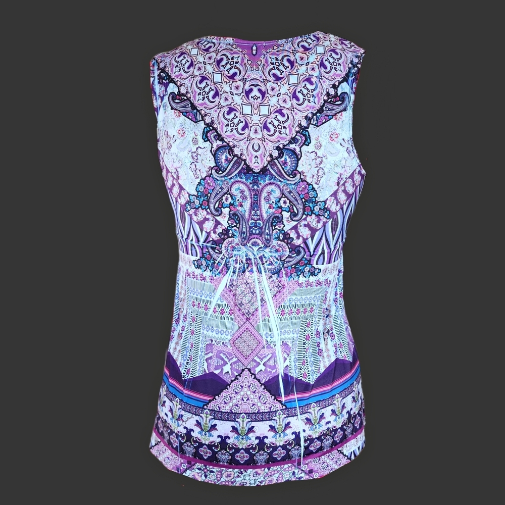 Apt. 9 Purple/Blue Beaded Sleevless V Neck Blouse or Dress - Picture 8 of 9